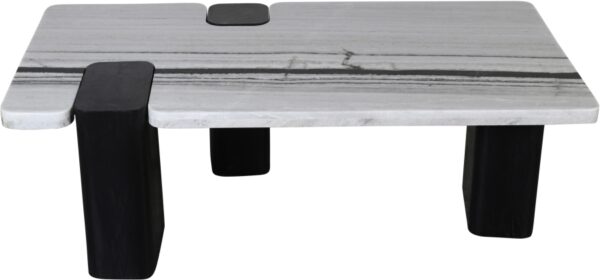 Ravenna Genuine Marble Top And Oak Wood Base Coffee Table