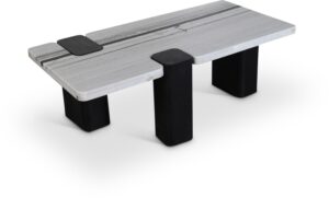 Ravenna Genuine Marble Top And Oak Wood Base Coffee Table