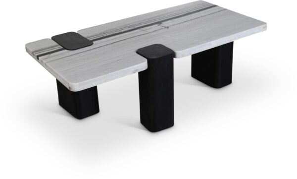 Ravenna Genuine Marble Top And Oak Wood Base Coffee Table