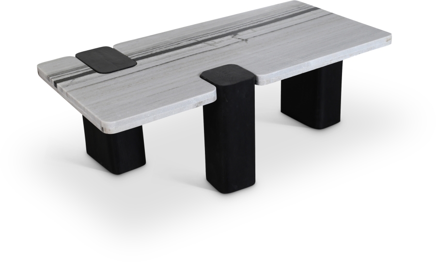 Ravenna Genuine Marble Top And Oak Wood Base Coffee Table