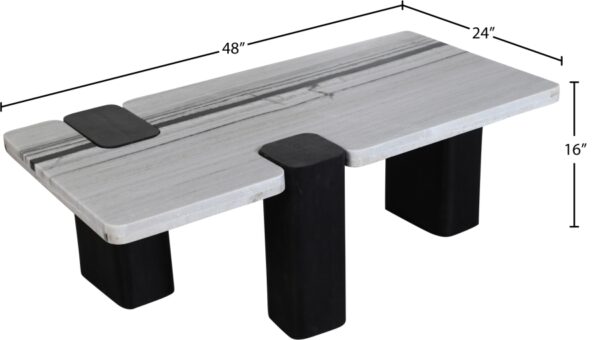 Ravenna Genuine Marble Top And Oak Wood Base Coffee Table
