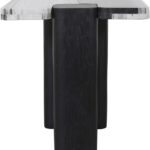 Ravenna Genuine Marble Top And Oak Wood Base End / Side Table