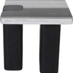 Ravenna Genuine Marble Top And Oak Wood Base End / Side Table