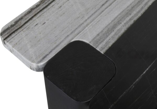 Ravenna Genuine Marble Top And Oak Wood Base End / Side Table