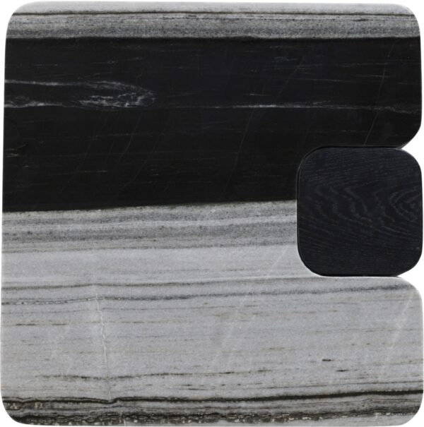 Ravenna Genuine Marble Top And Oak Wood Base End / Side Table