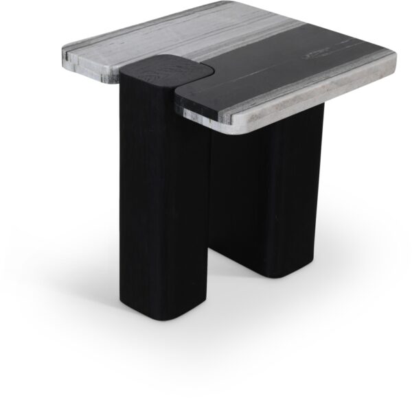 Ravenna Genuine Marble Top And Oak Wood Base End / Side Table