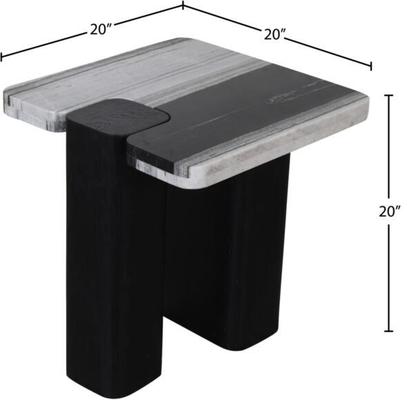 Ravenna Genuine Marble Top And Oak Wood Base End / Side Table