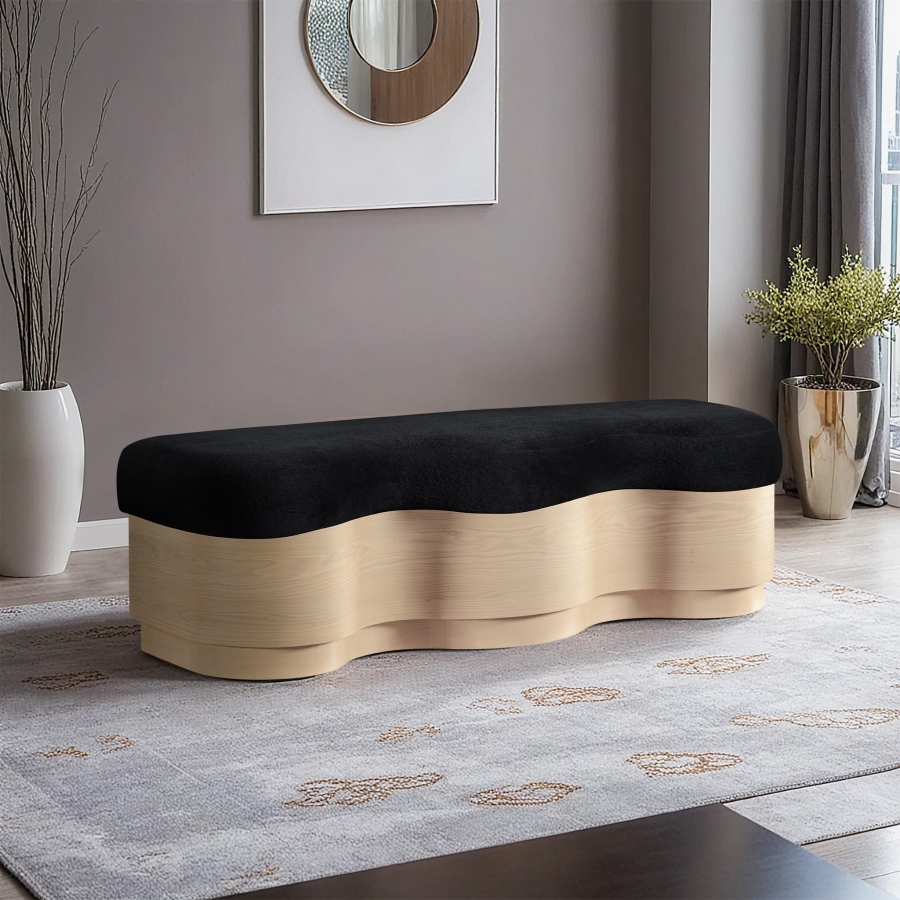 Savoy Velour Fur Fabric Upholstered Bench