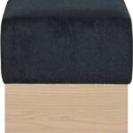 Havre Velour Fur Fabric Upholstered Ottoman