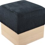 Havre Velour Fur Fabric Upholstered Ottoman