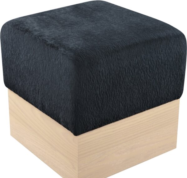 Havre Velour Fur Fabric Upholstered Ottoman