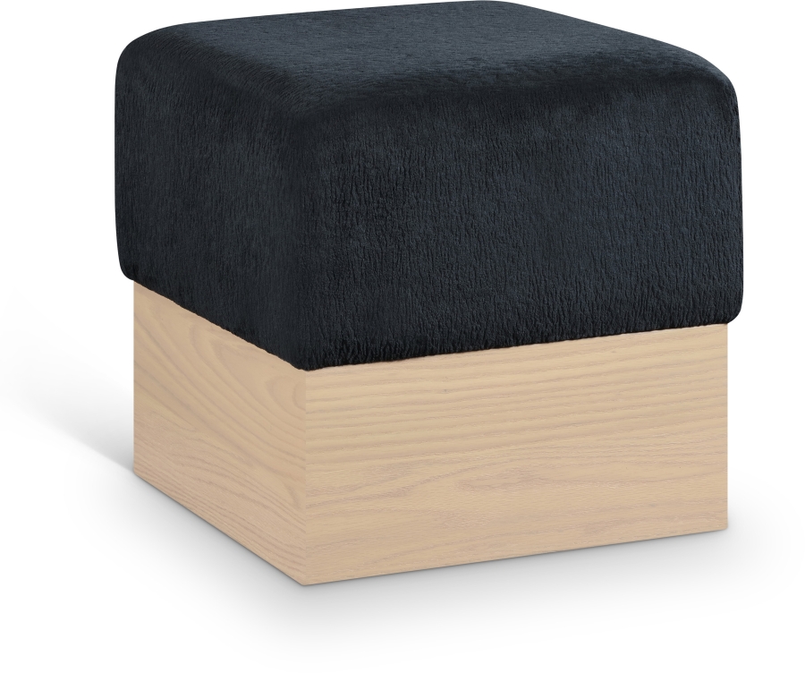 Havre Velour Fur Fabric Upholstered Ottoman