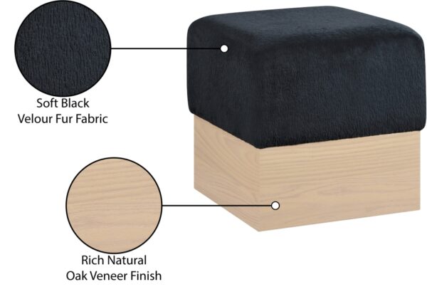 Havre Velour Fur Fabric Upholstered Ottoman