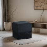 Havre Velour Fur Fabric Upholstered Ottoman
