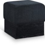 Havre Velour Fur Fabric Upholstered Ottoman