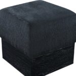 Havre Velour Fur Fabric Upholstered Ottoman