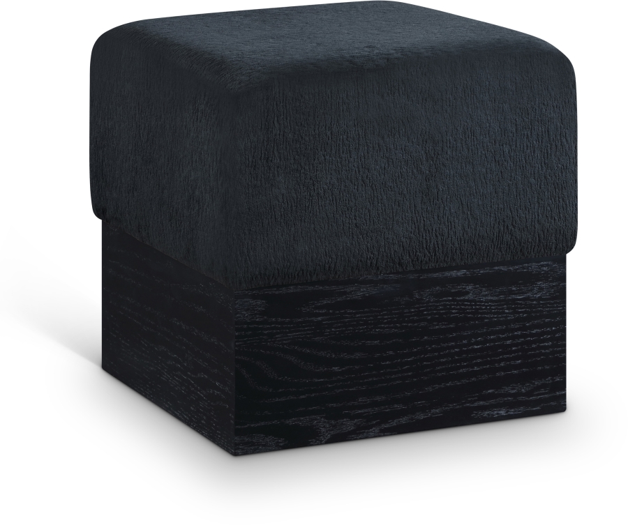 Havre Velour Fur Fabric Upholstered Ottoman