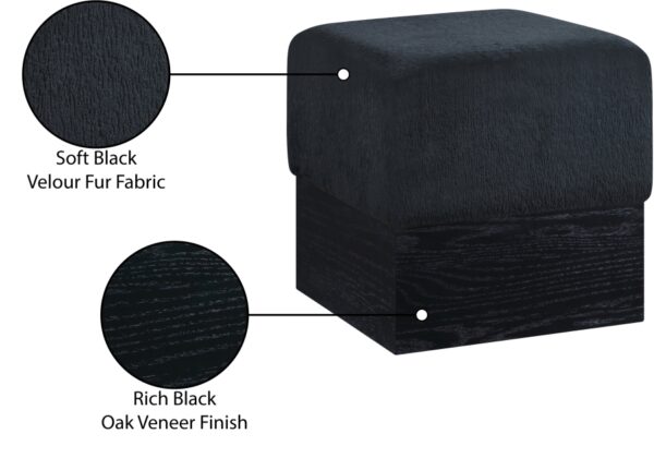 Havre Velour Fur Fabric Upholstered Ottoman