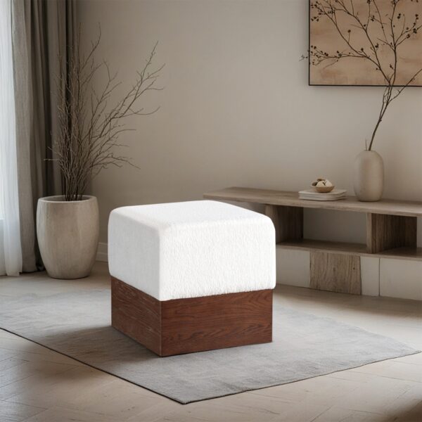 Havre Velour Fur Fabric Upholstered Ottoman