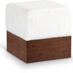 Havre Velour Fur Fabric Upholstered Ottoman