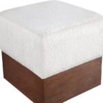 Havre Velour Fur Fabric Upholstered Ottoman