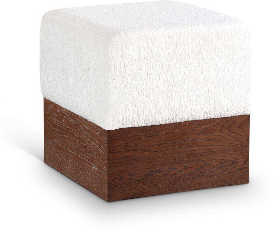 Havre Velour Fur Fabric Upholstered Ottoman