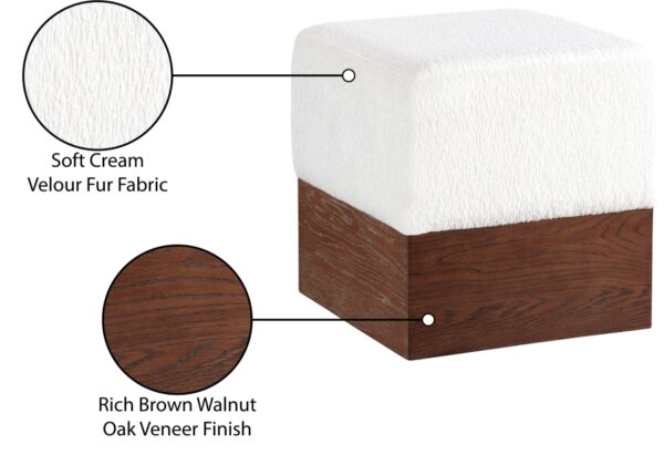 Havre Velour Fur Fabric Upholstered Ottoman