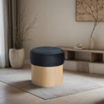 Nimes Velour Fur Fabric Upholstered Ottoman