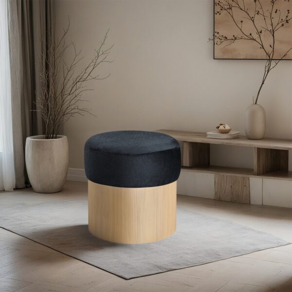 Nimes Velour Fur Fabric Upholstered Ottoman