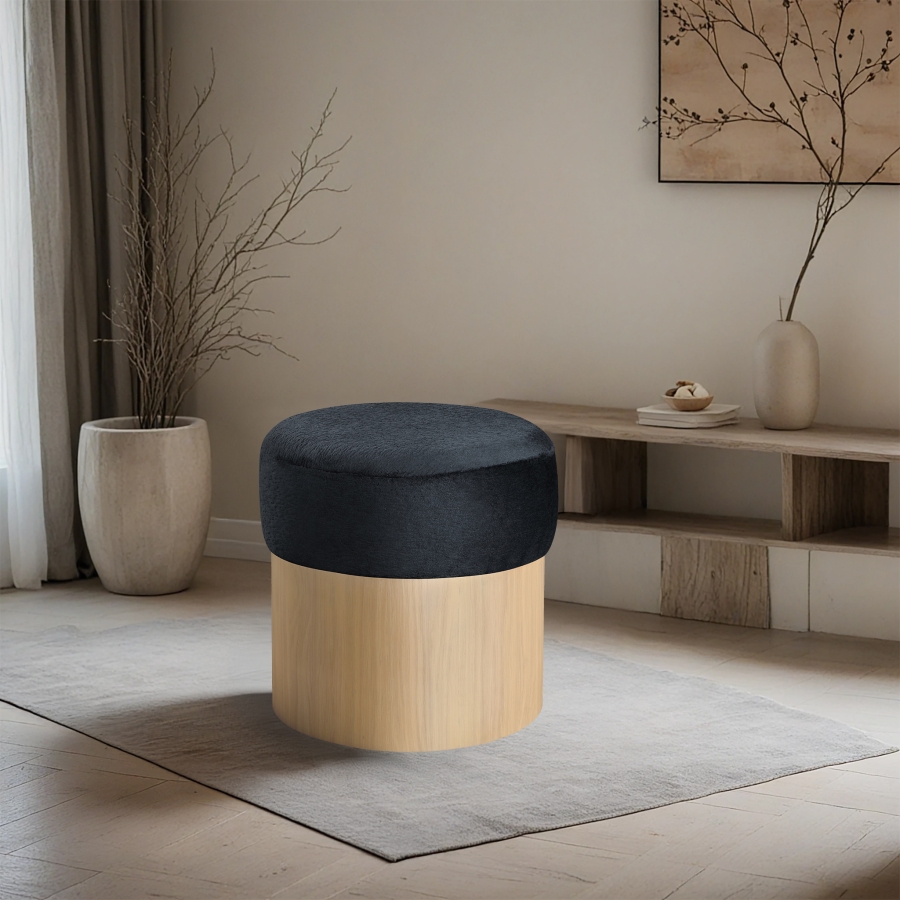 Nimes Velour Fur Fabric Upholstered Ottoman