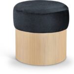 Nimes Velour Fur Fabric Upholstered Ottoman