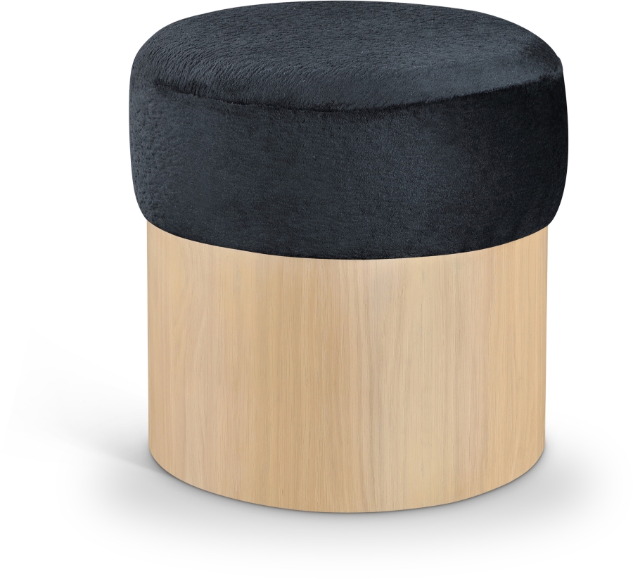Nimes Velour Fur Fabric Upholstered Ottoman