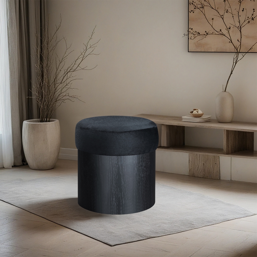 Nimes Velour Fur Fabric Upholstered Ottoman