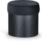 Nimes Velour Fur Fabric Upholstered Ottoman