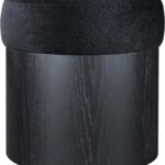 Nimes Velour Fur Fabric Upholstered Ottoman