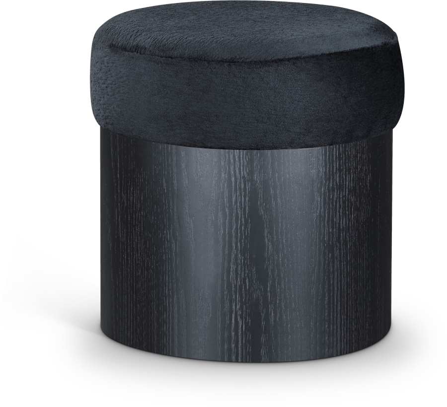 Nimes Velour Fur Fabric Upholstered Ottoman