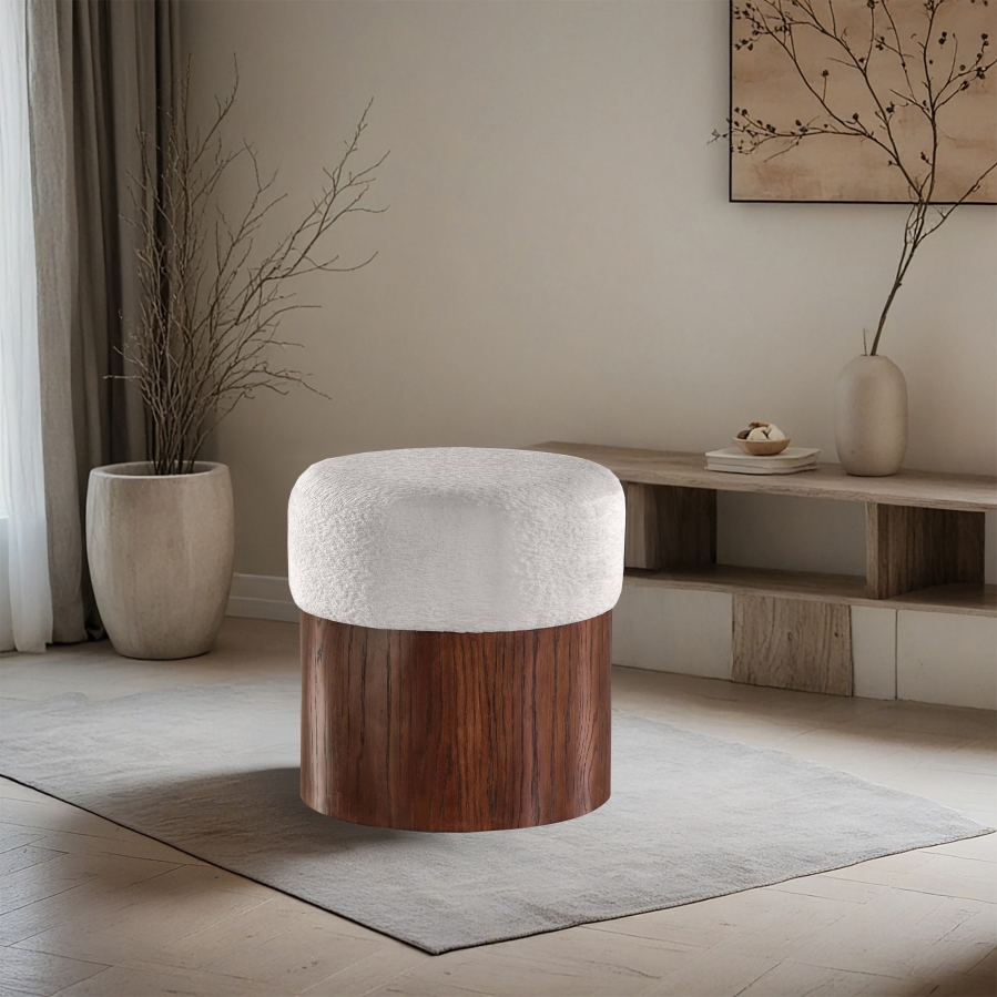 Nimes Velour Fur Fabric Upholstered Ottoman