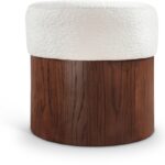 Nimes Velour Fur Fabric Upholstered Ottoman