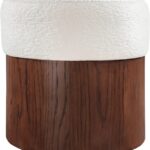 Nimes Velour Fur Fabric Upholstered Ottoman