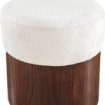 Nimes Velour Fur Fabric Upholstered Ottoman