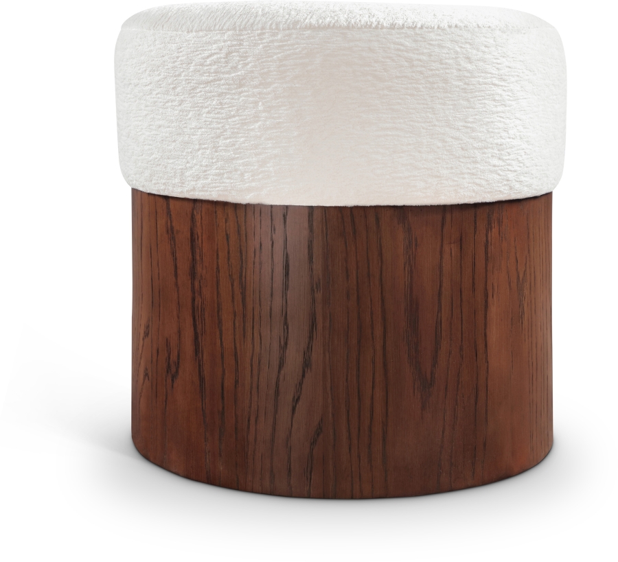 Nimes Velour Fur Fabric Upholstered Ottoman