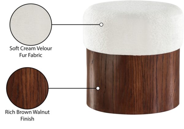 Nimes Velour Fur Fabric Upholstered Ottoman