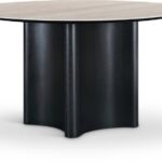 Corvina 46.5" Travertine Sintered Stone Top And Oak Veneer Base Dining Table
