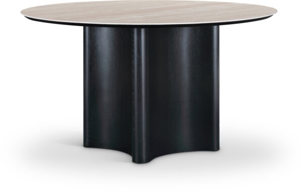 Corvina 46.5" Travertine Sintered Stone Top And Oak Veneer Base Dining Table