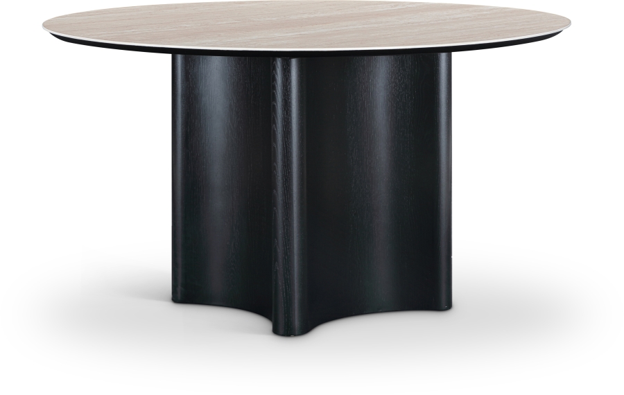 Corvina 46.5" Travertine Sintered Stone Top And Oak Veneer Base Dining Table