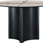 Corvina 46.5" Travertine Sintered Stone Top And Oak Veneer Base Dining Table