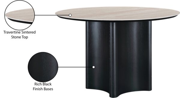 Corvina 46.5" Travertine Sintered Stone Top And Oak Veneer Base Dining Table