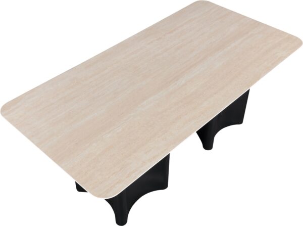 Corvina 78" Travertine Sintered Stone Top And Oak Veneer Base Dining Table