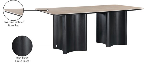Corvina 78" Travertine Sintered Stone Top And Oak Veneer Base Dining Table