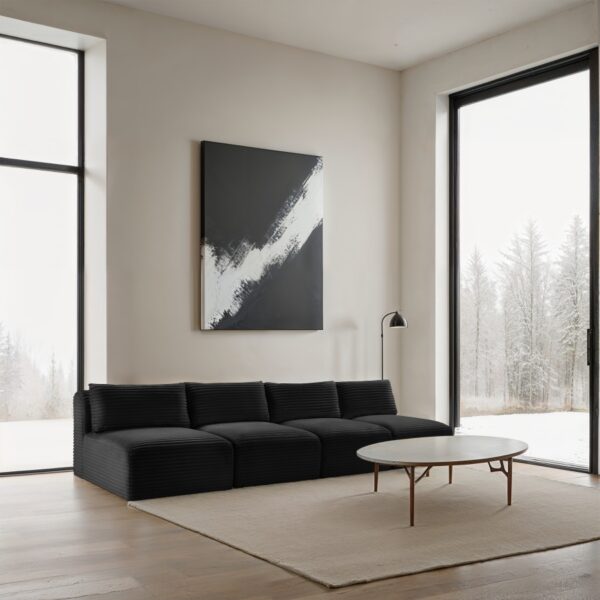 Shaggy 124" Corduroy Performance Fabric Upholstered Upholstered Modular Sofa